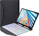 Tablet Toetsenbord Hoes geschikt voor Lenovo Tab M10 Plus (3rd Gen) - Met Draadloos Bluetooth Keyboard, Stylus pen houder en Verlichte toetsen - Wit
