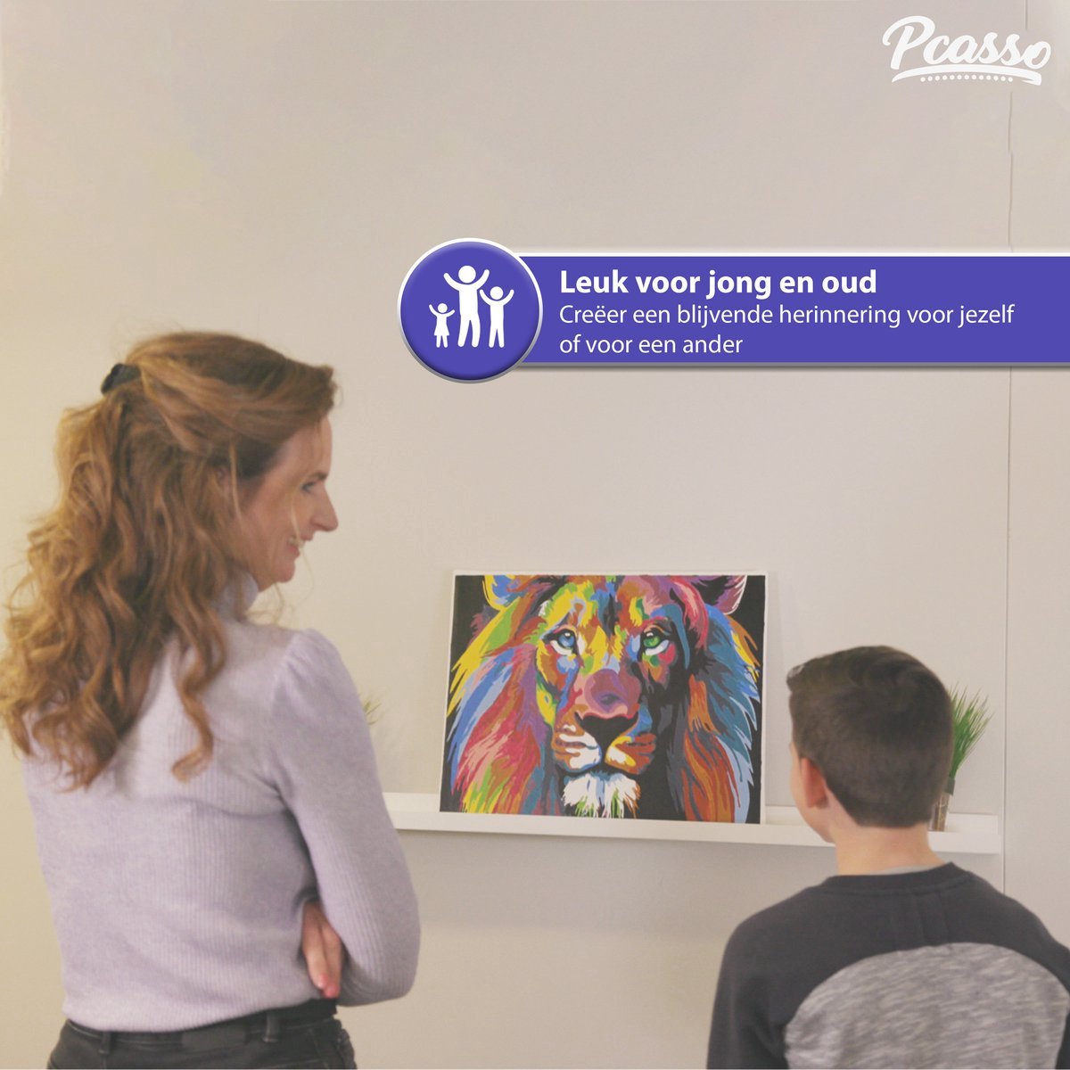Pcasso ® Olifanten Zonsondergang – Schilderen Op Nummer – Incl. 3 Ergonomische Penselen & Geschenkverpakking - Schilderen Op Nummer Volwassenen – Schilderen Op Nummer Dieren – Kleuren Op Nummer – 40x50 cm – Professionele 26-Delige Set — afbeelding 2