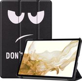 Hoes Geschikt voor Samsung Galaxy Tab S8 Ultra Hoes Luxe Hoesje Book Case - Hoesje Geschikt voor Samsung Tab S8 Ultra Hoes Cover - Don't Touch Me