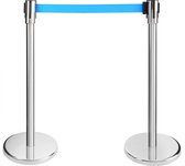 AREBOS 2x Crowd Control Barriers Personenleidsysteem afbakening Stand Airport Blauw