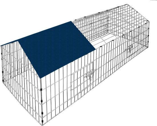 Monzana Konijnenren - Metaal Buitenren Overdekt 180 x 75 cm - Blauw