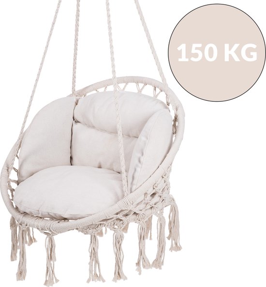 Detex Hangstoel - 2 Kussens Belastbaar tot 150kg 80x60x140cm - Crème