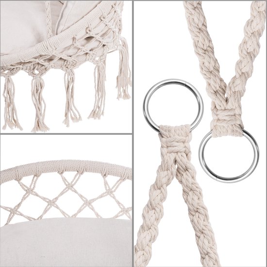 MJFENDAI Macramé Hangmand Set Van 6, Vintage Decoratieve Hangmand Plantenhanger Katoenen Touw Voor Binnen Buiten Plafonds Balkons Wanddecoratie 60cm 80cm 100cm