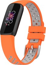 By Qubix - Geschikt voor fitbit luxe bandje - Siliconen sportbandje - Maat: Large - Oranje + grijs Smartwatchbandje horlogeband polsband Armband Strap