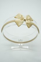 Haarband Nylon met satijn regular mini baby strik - Beige  - Haarstrik – Babyshower - Glitter haarstrik - Bows and Flowers
