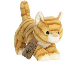 Aurora Pluche dieren knuffel - lapjes kat - oranje - huisdierknuffel - 21 cm - knuffel cadeau