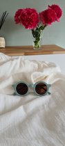 Kinderzonnebril - Zonnebril voor kinderen - Unisex - UV400 bescherming - Hippe retro/Vintage  zonnebril rond - Baby Blauw inclusief brillen hoesje