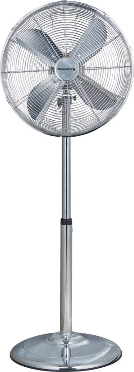 Statiefventilator CHROOM - Ventilator staand Ø16 inch/40 cm – hoogte en helling instelbaar - 3 modi - Modern Design Staande ventilator Klausberg - Stil en Zuinig 52Db/50W - RVS