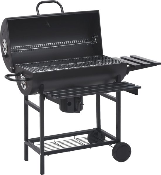 vidaXL Barbecuevat met wielen en schappen 115x85x95 cm staal zwart