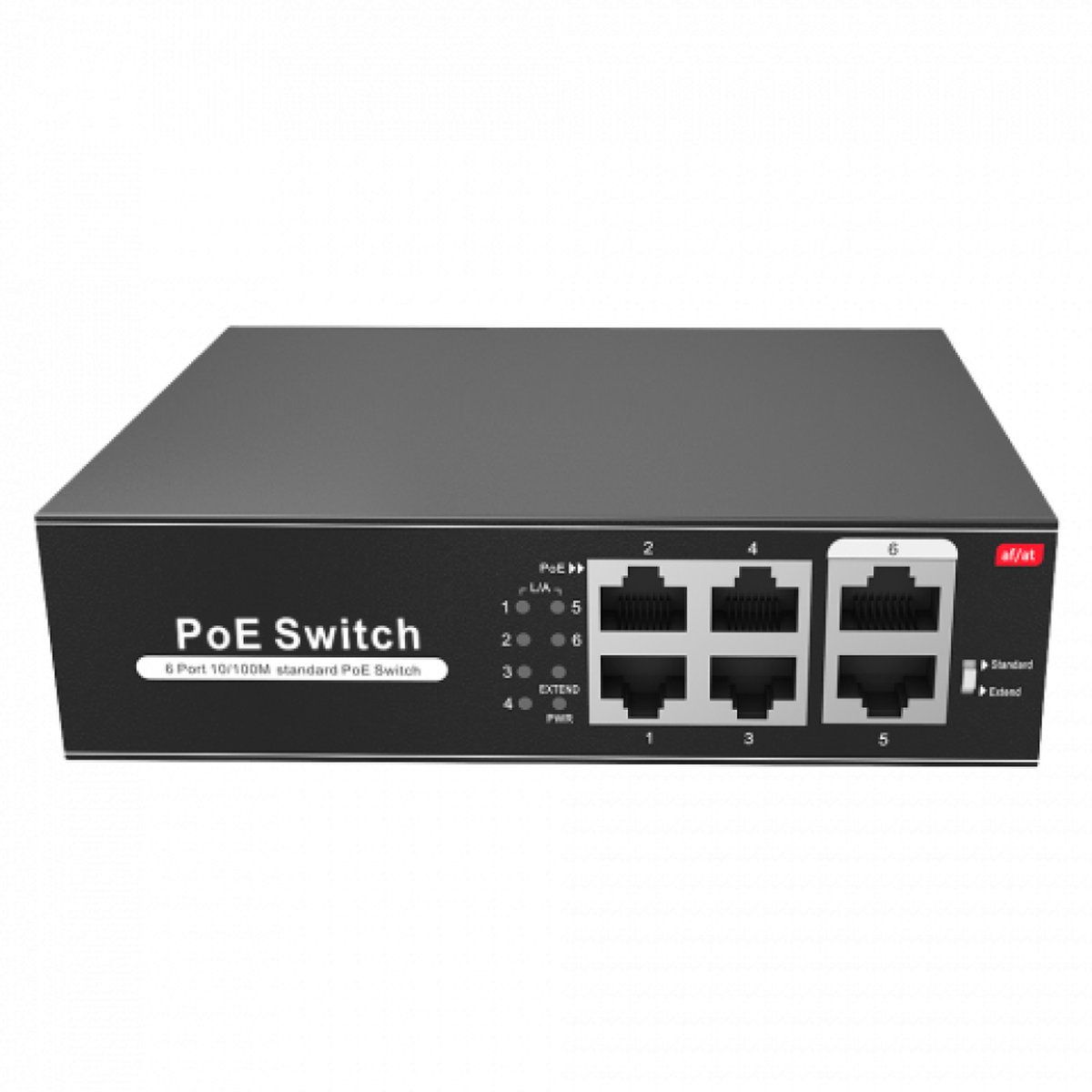 X-Security Poe switch 4X PoE-poorten + 2X Uplink RJ45 48V PoE