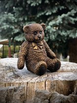 Teddy beer klein MASSIEF BRONS 8 cm hoog - bronzen beeld - tuinbeeld - hoogkwalitatief brons - decoratiefiguur - interieur - accessoire - voor binnen - voor buiten - cadeau - geschenk - kerst - nieuwjaar - verjaardag