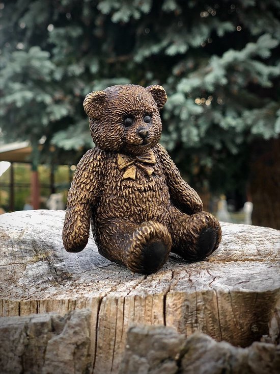 Foto: Teddy beer klein massief brons 8 cm hoog bronzen beeld tuinbeeld hoogkwalitatief brons decoratiefiguur interieur accessoire voor binnen voor buiten cadeau geschenk kerst nieuwjaar verjaardag