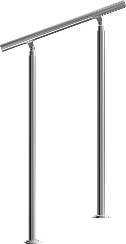 Monzana trapleuning edelstaal - 80 cm met 2 horizontale spijlen - balustrade