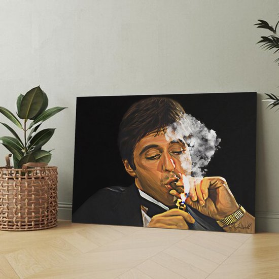 Peinture sur toile de Luxe Scarface | 60 x 90 | Salle de séjour | Chambre à coucher | Bureau | Musique | Design | Art | Moderne | ** 4 CM D'ÉPAISSEUR ! EFFET 3D**