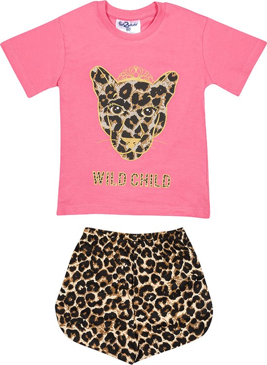 Fun2wear - kinder - meisjes - shortama - Wild Child - Pink - maat 92