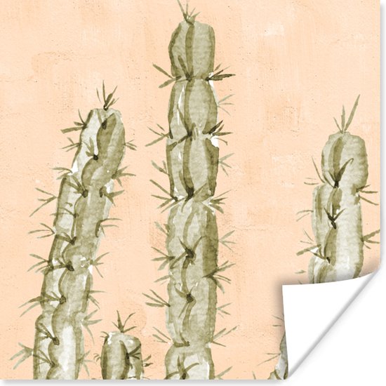 Poster Waterverf - Bohemian - Cactus - Botanisch - 75x75 cm