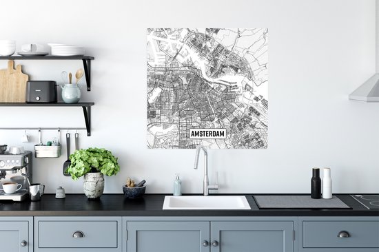 Affiche Plan de la ville d' Amsterdam - 75x75 cm - Carte