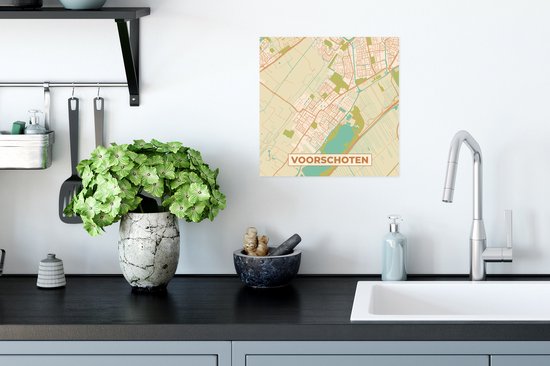 Affiche Voorschoten - Plan de la ville - Carte - Vintage - Carte - 30x30 cm