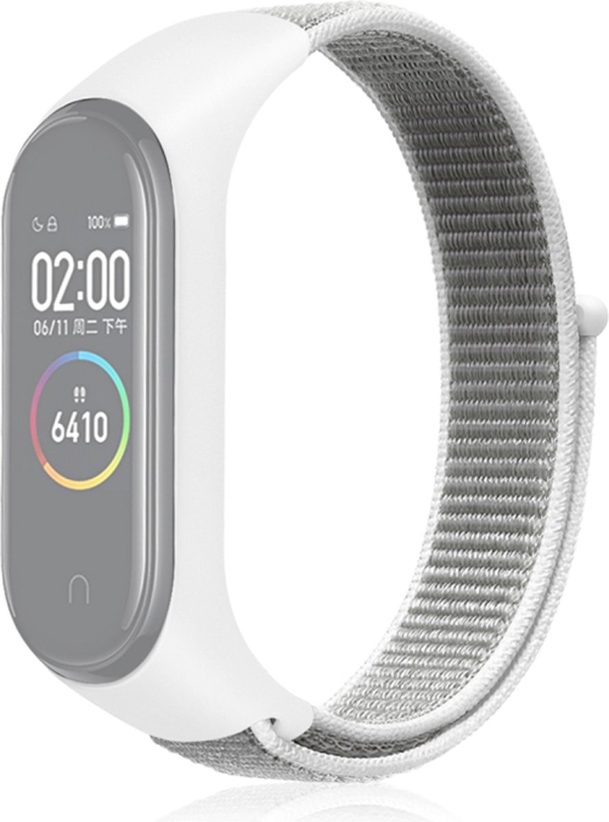 Nylon bandje - geschikt voor Xiaomi Mi Band 3 / Mi Band 4 / Mi Band 5 / Mi Band 6 - wit