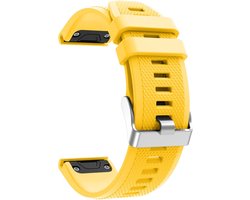 Siliconen bandje - geschikt voor Garmin Fenix 5 / 5 Plus / 6 / 6 Pro / 7 / 7 Pro / 8 (47 mm) / E (47 mm) / Epix (Pro) (2) 47 mm / Quatix 5 / 6 / 7 / 7 Pro / Approach S60 / S62 / S70 47 mm / MARQ / D2 Delta / D2 Mach 1 / Descent G1 - geel