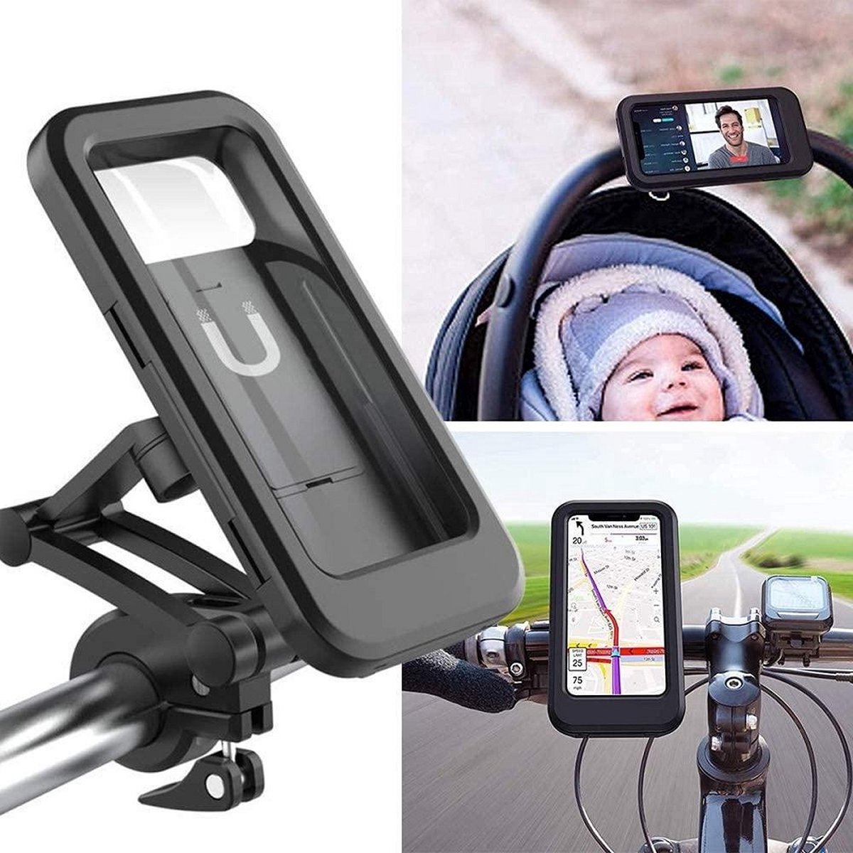 LuxeBass Universele waterdichte telefoonhouder voor Fiets / (motor)fietshouder met touchscreen - LB464