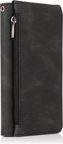 Casemania Hoesje Geschikt voor Oppo A96 Zwart - Luxe Portemonnee Book Case met Rits & Extra Vakken