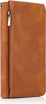 Casemania Hoesje Geschikt voor Oppo A76 Bruin - Luxe Portemonnee Book Case met Rits & Extra Vakken