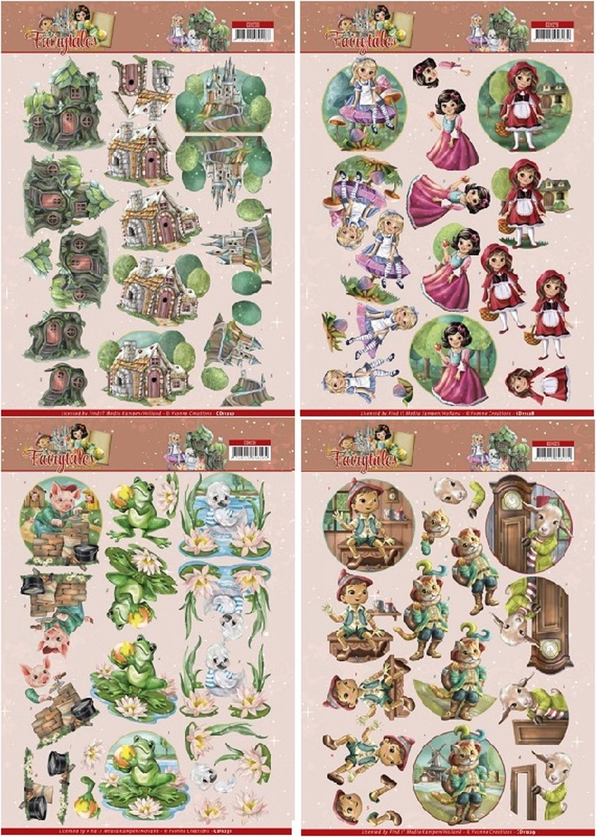 3D Cutting Sheet - Yvonne Creations - Fairytale - 4 stuks