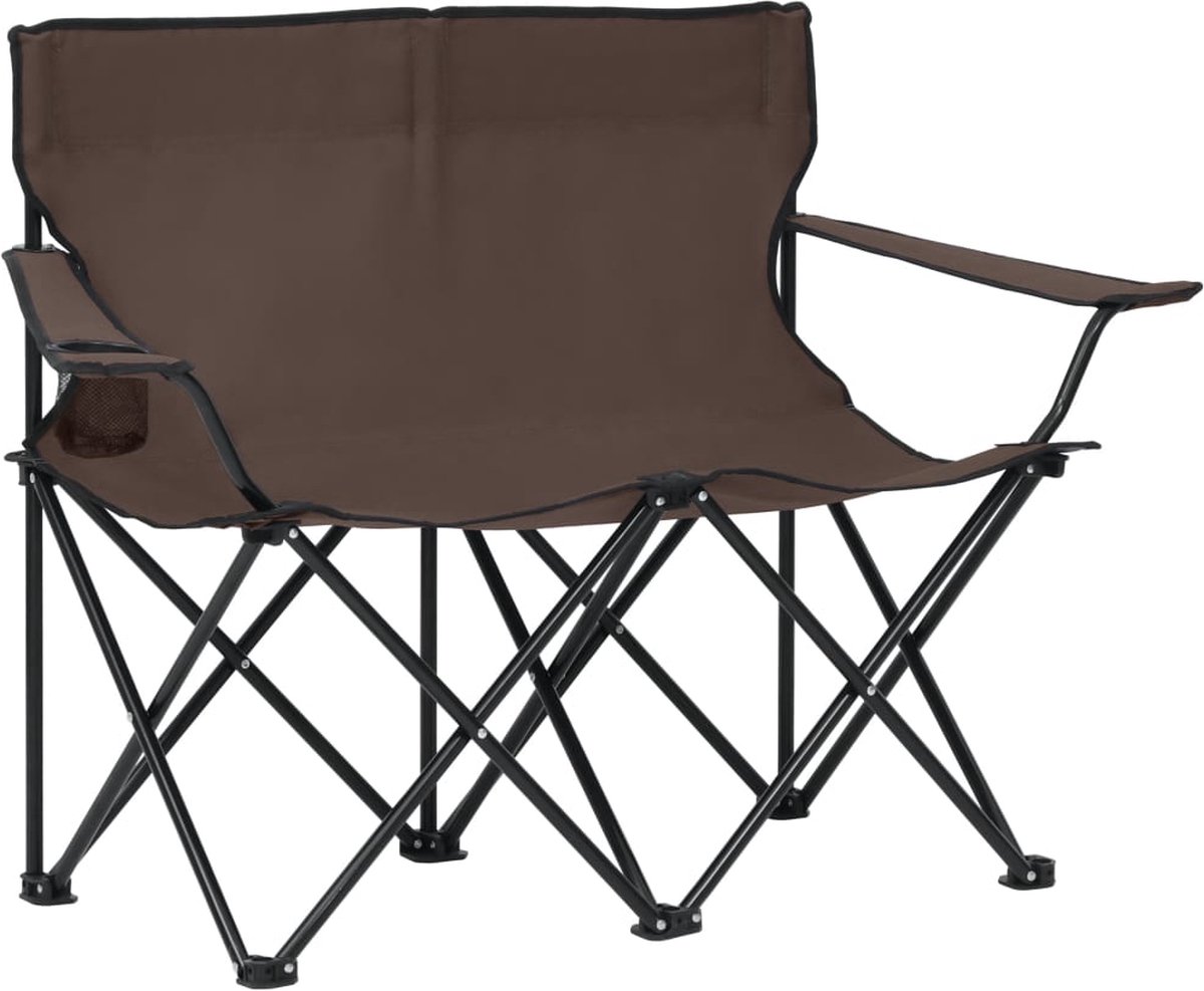 VidaLife Campingstoel 2-zits inklapbaar staal en stof taupe