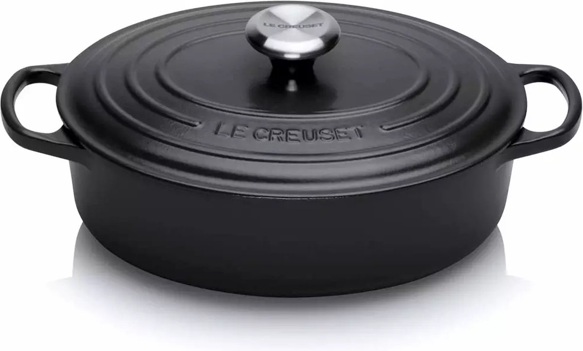 Le Creuset - Braadpan - Mat Zwart - Laag - Ovaal - Signature - 27cm - 3.4L