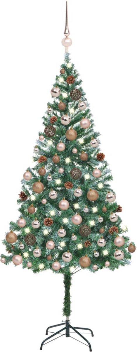 VidaLife Kunstkerstboom met LED's, kerstballen en dennenappels 180 cm