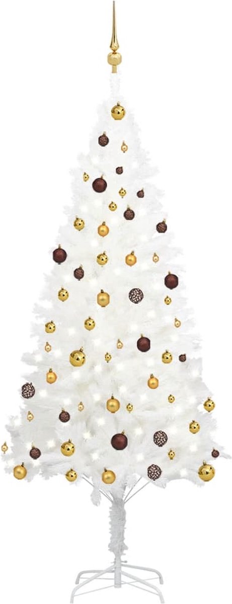 VidaLife Kunstkerstboom met LED's en kerstballen 210 cm wit