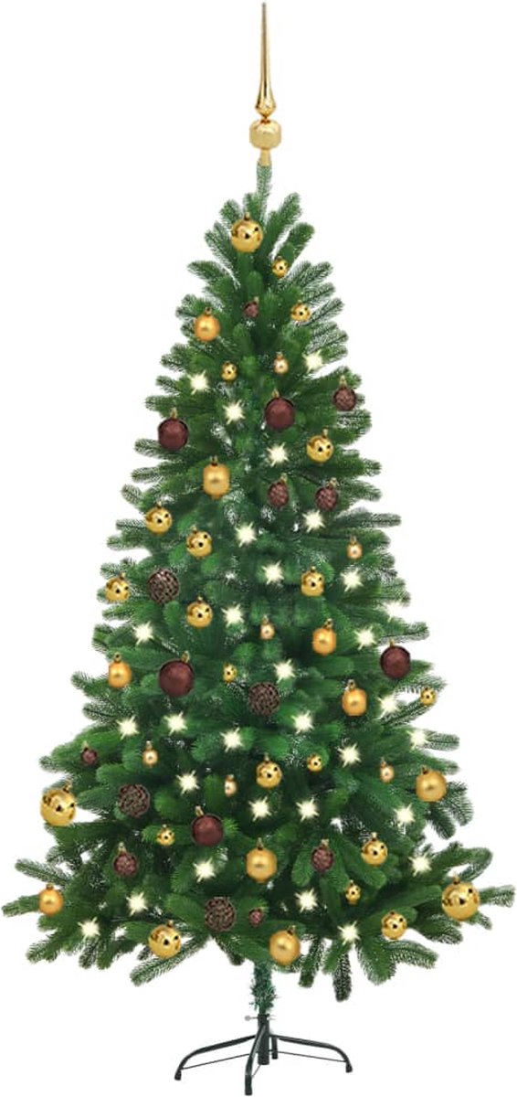 VidaLife Kunstkerstboom met LED's en kerstballen 150 cm groen
