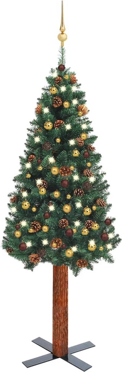 VidaLife Kerstboom met LED's en kerstballen smal 180 cm groen