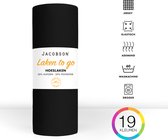 Jacobson - Hoeslaken - 160x200cm - Jersey Katoen - jusqu'à 23cm d'épaisseur de matelas - Noir