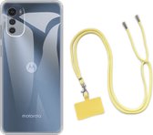 Casemania Hoesje Geschikt voor Motorola Moto E32 & E32S Transparant & Koord Geel - Siliconen Back Cover
