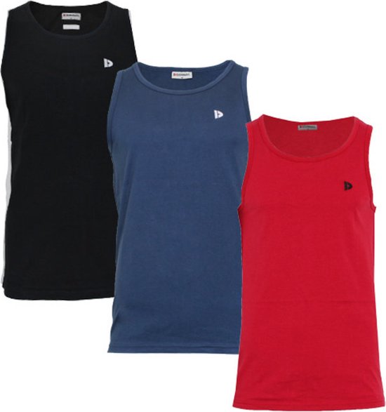 3-Pack Donnay Muscle shirt (589006) - Tanktop - Heren - Black/Navy/Berry Red - maat M