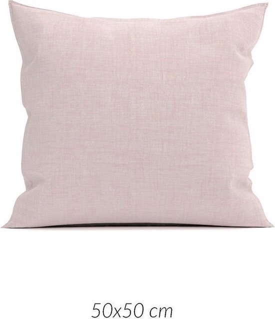Zo! Home lino sierkussenhoes roze - 50x50 - stijlvolle kleur - sierlijke uitstraling