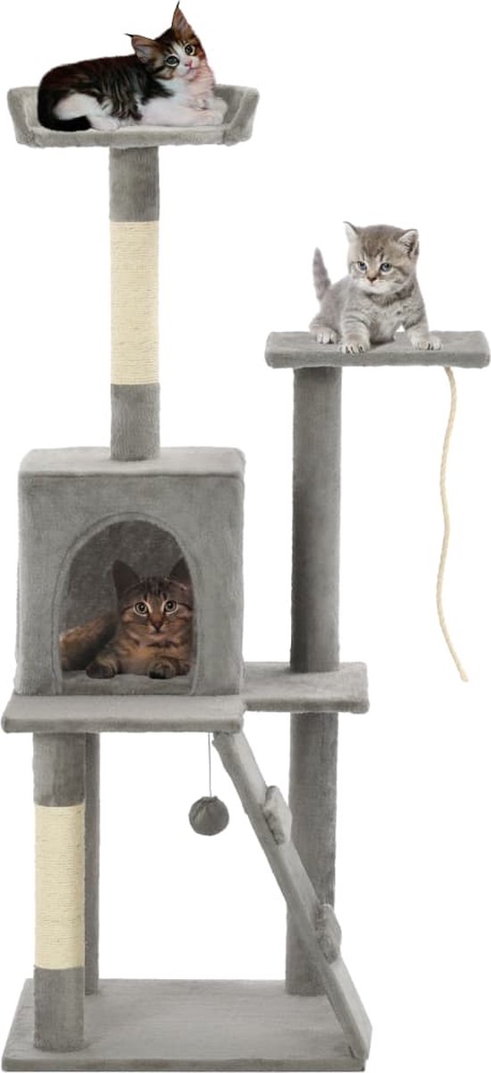 VidaLife Kattenkrabpaal met sisal krabpalen 120 cm grijs