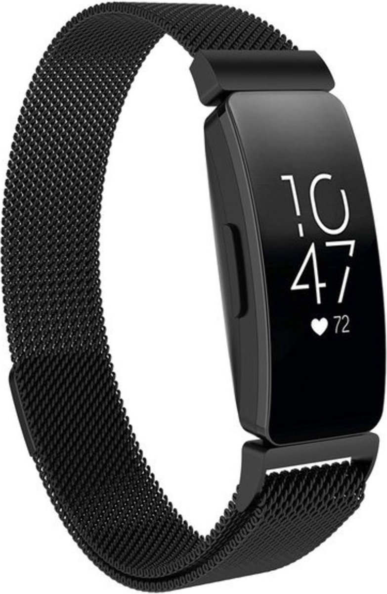 Milanees bandje - zwart, geschikt voor Fitbit Inspire 2 & Ace 3 - maat S/M