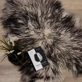 WOOOL® IJslandse Schapenvacht - Wit Zwart CURLY XL (115x65cm) 100% Natuurlijk & Echt - Vloerkleed - ECO+