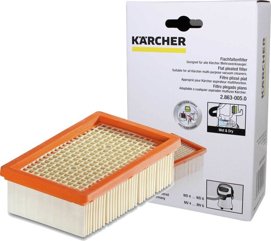 Filtre plissé plat Kärcher WD 4, 5, 6 et MV 4, 5, 6 - 2.863-005.0 -  28630050 - KFI