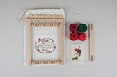 FynBosch Design Rode Roos - Botanische Bloemen DIY Weefpakket Groot - Leer Weven - Weaving with Flowers - Weefraam -Weefgetouw - Botanical Hobby - Pierre-Joseph Redouté Inspired