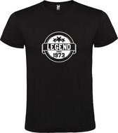 Zwart T shirt met print van " Legend sinds 1973 " print Wit size M