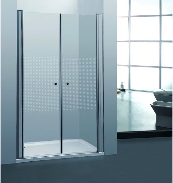 Foto: Aurlane douchedeur met draaideur afm 80x200cm matzwarte profielen 6mm transparant glas crush draaideur