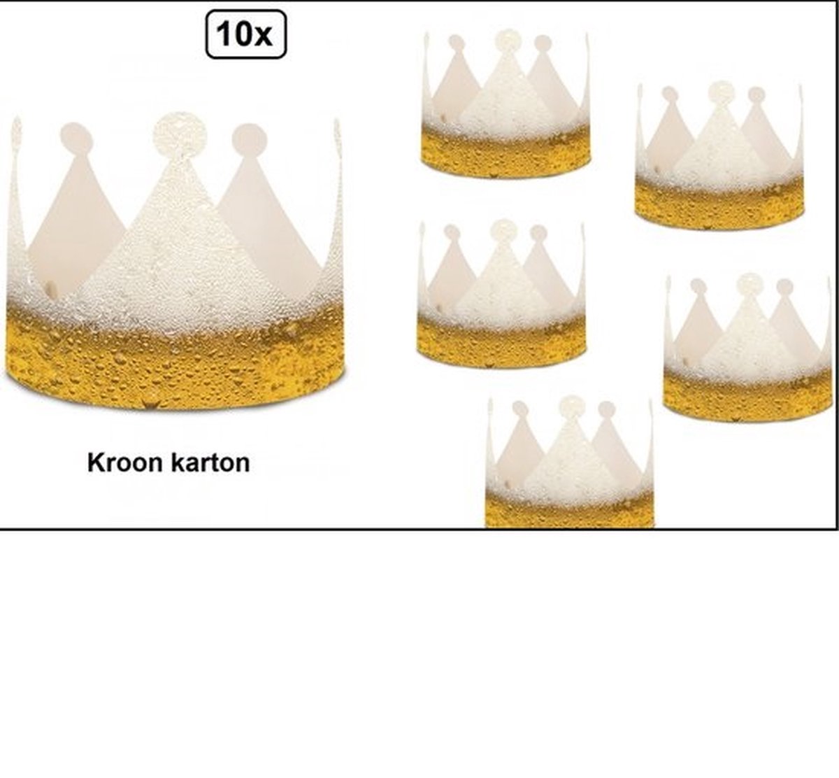 10x Kroon Biertje karton verstelbaar - bier koning Toto bierfeest gele  rakker carnaval... | bol.com