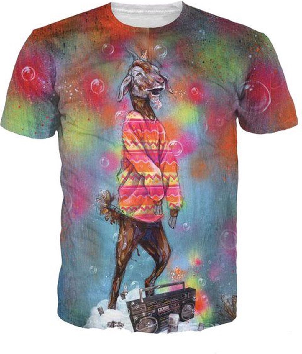 LSD Geit festivalshirt Maat M Crew neck - Festival shirt - Superfout - Fout T-shirt - Feestkleding - Festival outfit - Foute kleding - Geitenshirt - Psychedelisch shirt - Shirt voor foute party