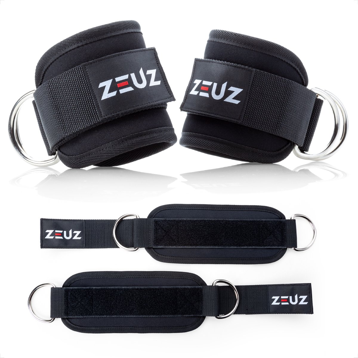 ZEUZ 2 Stuks Enkelband Fitness – Ankle Cuff Strap – Kabelmachine - Sport Beenband Straps – Zwart - ZEUZ