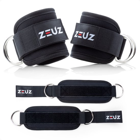 ZEUZ 2 Stuks Enkelband Fitness – Ankle Cuff Strap – Kabelmachine - Sport Beenband Straps – Zwart