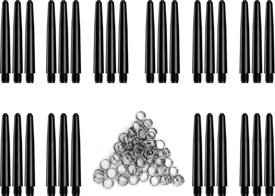 Darts Set zwarte - dart shafts - 10 sets (30 stuks) - Inbetween - darts shafts - plus 8 sets (24 stuks) veerringen